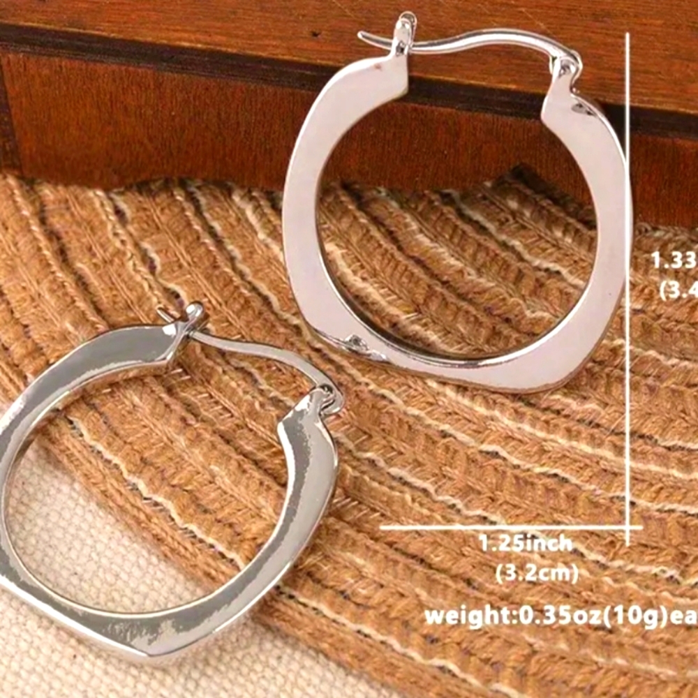 #159T Earrings Square Hoops - Picture 4 of 4